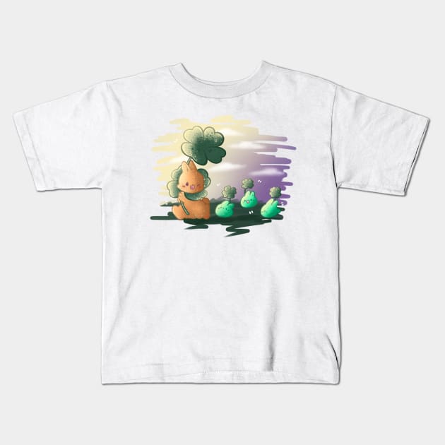 Lucky Bunny Army Cute Kawaii Kids T-Shirt by Crystal_AI_Art
